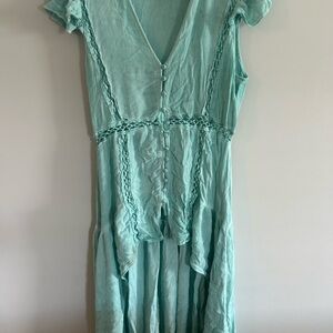 VICI dolls high low mint green ruffle button down shirt blouse